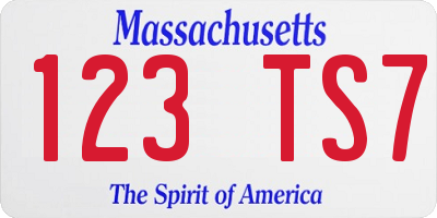MA license plate 123TS7
