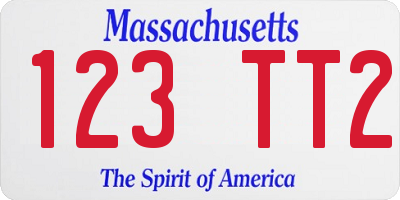 MA license plate 123TT2