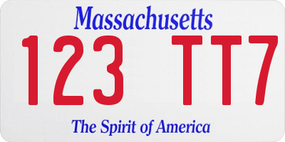 MA license plate 123TT7
