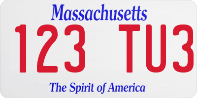 MA license plate 123TU3