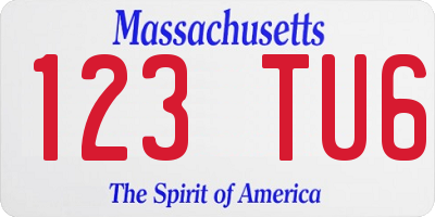 MA license plate 123TU6