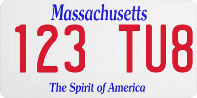 MA license plate 123TU8