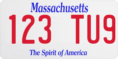 MA license plate 123TU9