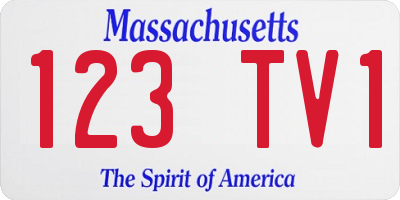 MA license plate 123TV1