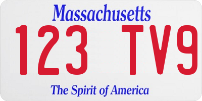MA license plate 123TV9