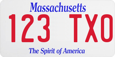 MA license plate 123TX0