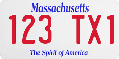 MA license plate 123TX1