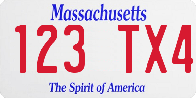 MA license plate 123TX4