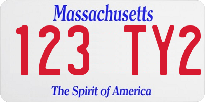 MA license plate 123TY2