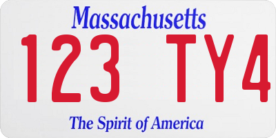 MA license plate 123TY4