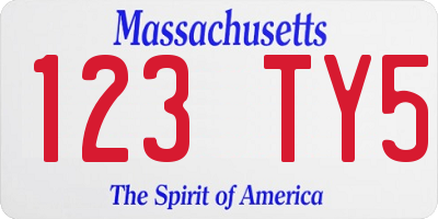 MA license plate 123TY5