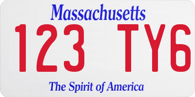 MA license plate 123TY6