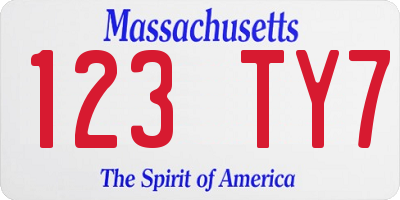 MA license plate 123TY7