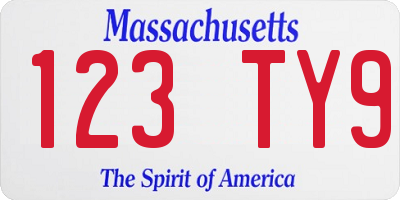 MA license plate 123TY9