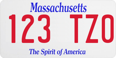 MA license plate 123TZ0