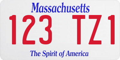 MA license plate 123TZ1