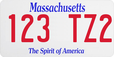 MA license plate 123TZ2