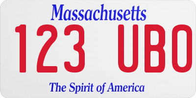 MA license plate 123UB0