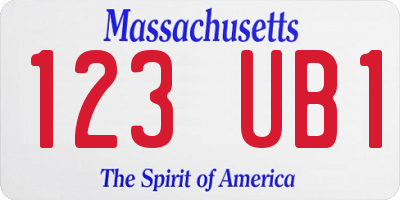 MA license plate 123UB1