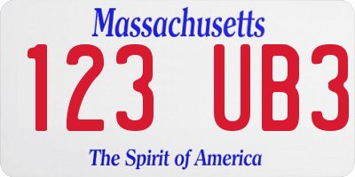MA license plate 123UB3