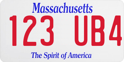 MA license plate 123UB4