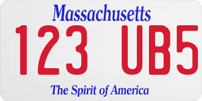 MA license plate 123UB5