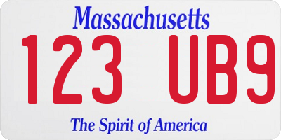 MA license plate 123UB9