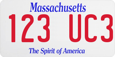 MA license plate 123UC3