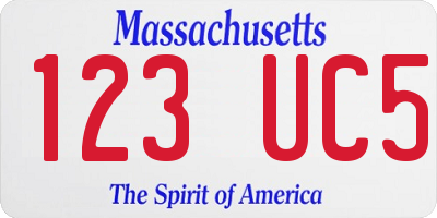 MA license plate 123UC5