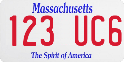MA license plate 123UC6
