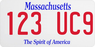 MA license plate 123UC9