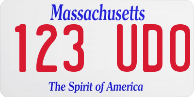 MA license plate 123UD0