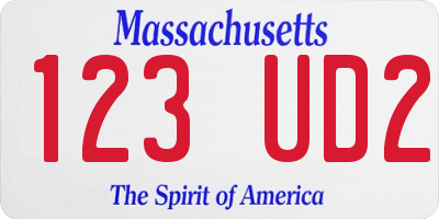 MA license plate 123UD2