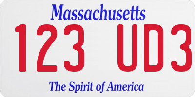 MA license plate 123UD3