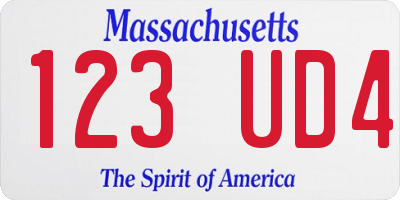 MA license plate 123UD4