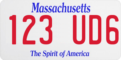 MA license plate 123UD6
