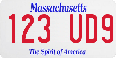 MA license plate 123UD9