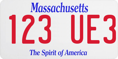 MA license plate 123UE3