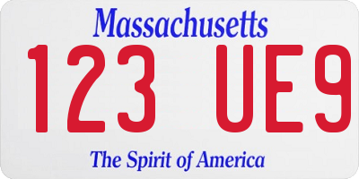 MA license plate 123UE9