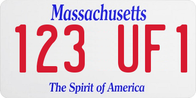 MA license plate 123UF1