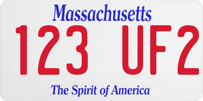 MA license plate 123UF2
