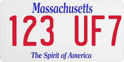 MA license plate 123UF7