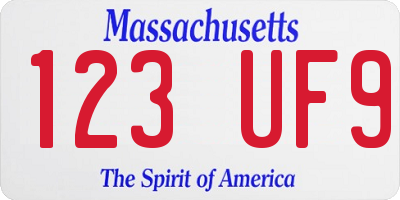 MA license plate 123UF9