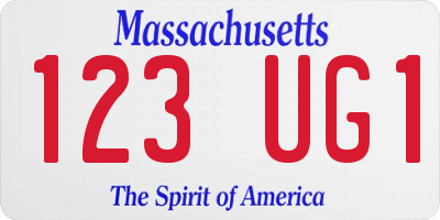 MA license plate 123UG1