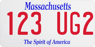 MA license plate 123UG2