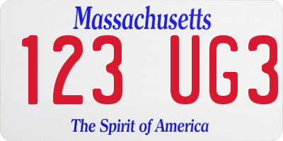 MA license plate 123UG3