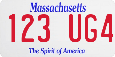 MA license plate 123UG4