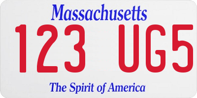MA license plate 123UG5
