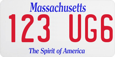 MA license plate 123UG6