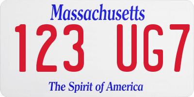 MA license plate 123UG7